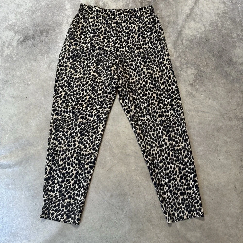 J. Crew Trousers Womens Size 2‎ Animal Print Jamie Pants Elastic Waist Crepe